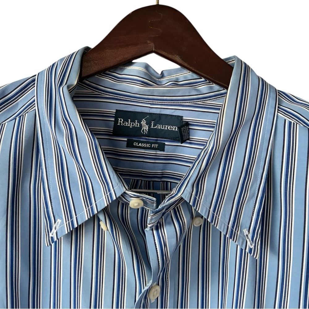 Ralph Lauren 3XB Classic Fit Blue Striped Button Down Big & Tall